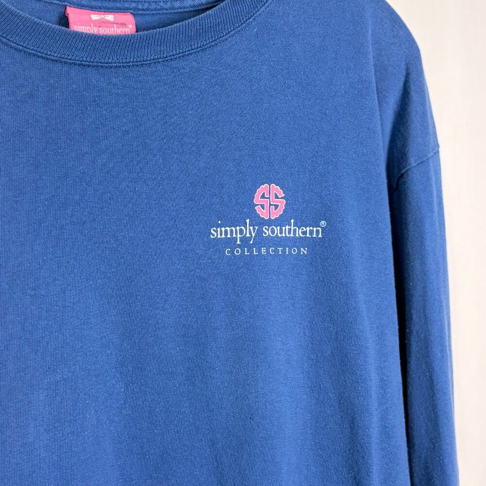 Simply Southern Dukes Mayonnaise Shirt Blue Long Sleeve Large Tomato Sandwich - Picture 7 of 9